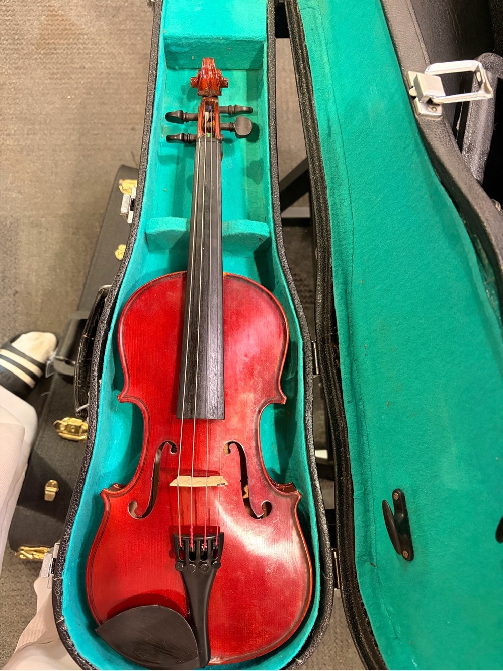 Red Violin with Case - Portable Acoustic Instrument